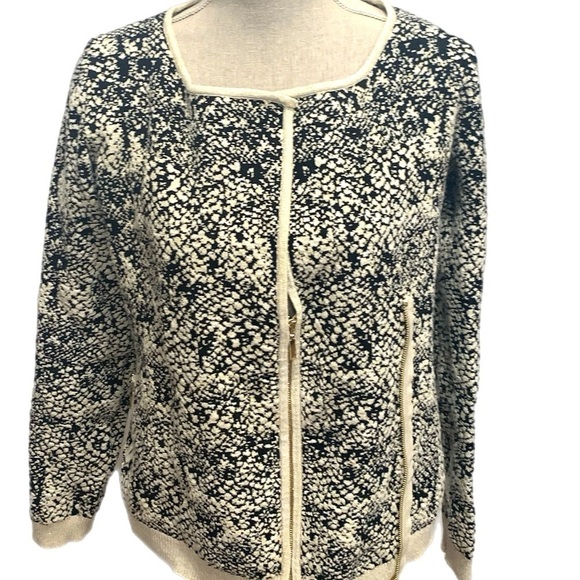 Belldini Women's animal print Sweater cardigan full zip jacket Sz: M - Picture 1 of 8